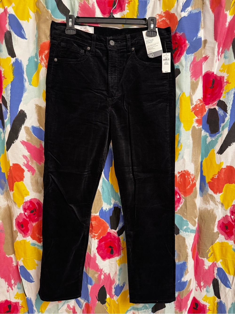 GAP Black Velvet Straight-Leg Pants